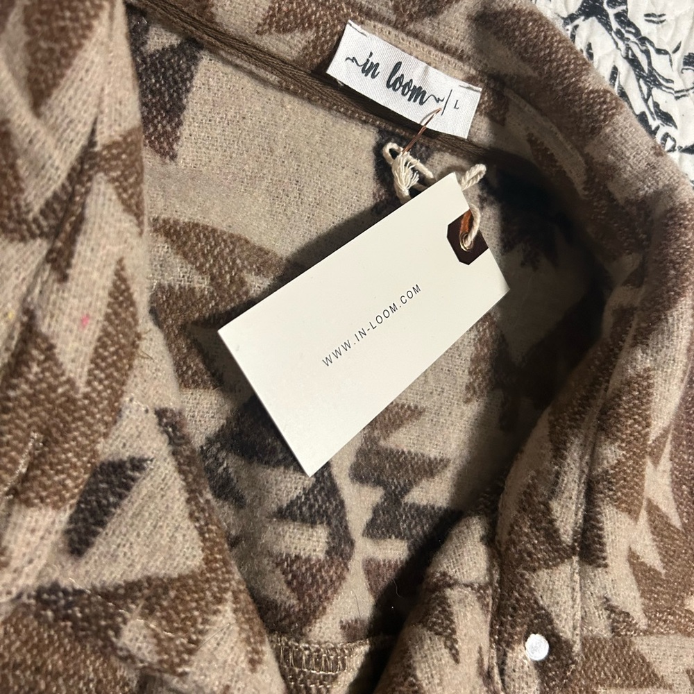 Brown Western Aztec Jacket Geometric Patterned Shacket NEW - Picture 3 of 7